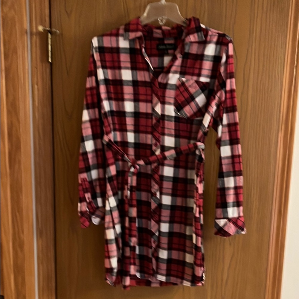 Red and Black Plaid Shirt Dress